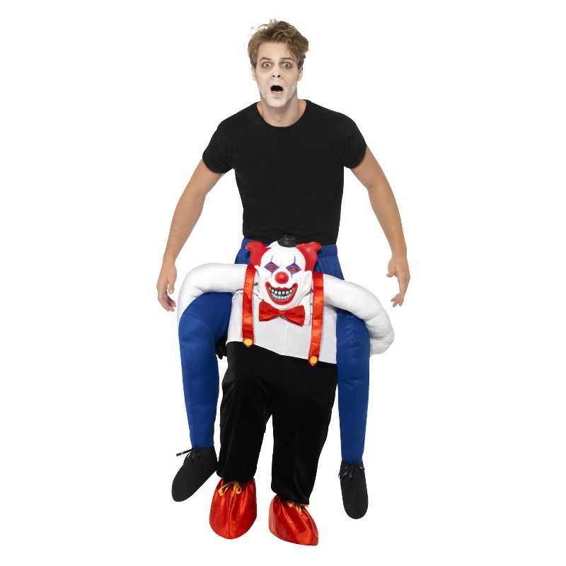 Piggyback Sinister Clown Costume Blue Adult One Piece Suit with Mock Legs 1