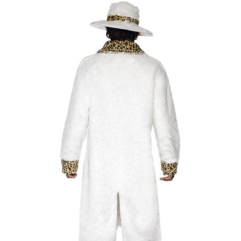 Pimp Costume Adult White Aand Leopard Skin Faux Fur Coat Hat Trousers 2