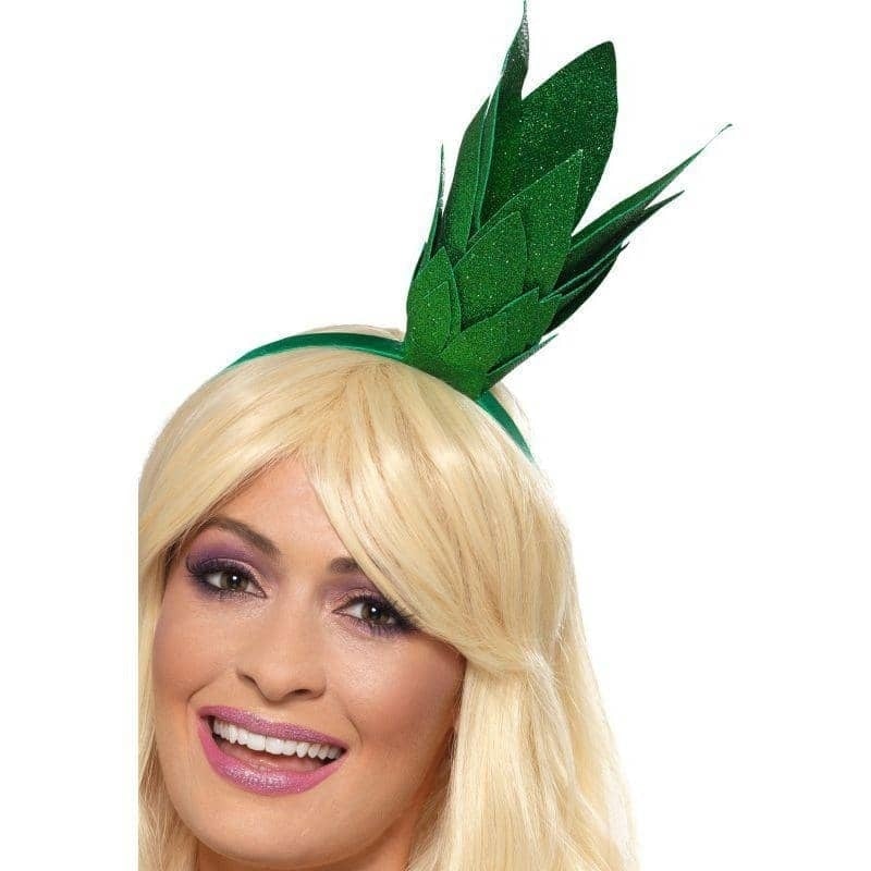 Pineapple Stalk Glitter Headband Adult Green 1