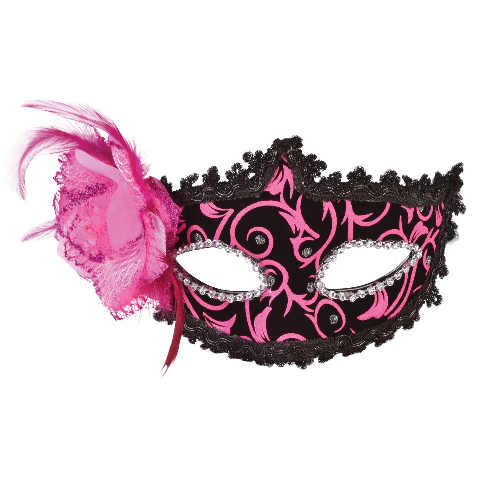 Pink Black Eyemask With Side Feather Eye Masks Female 1