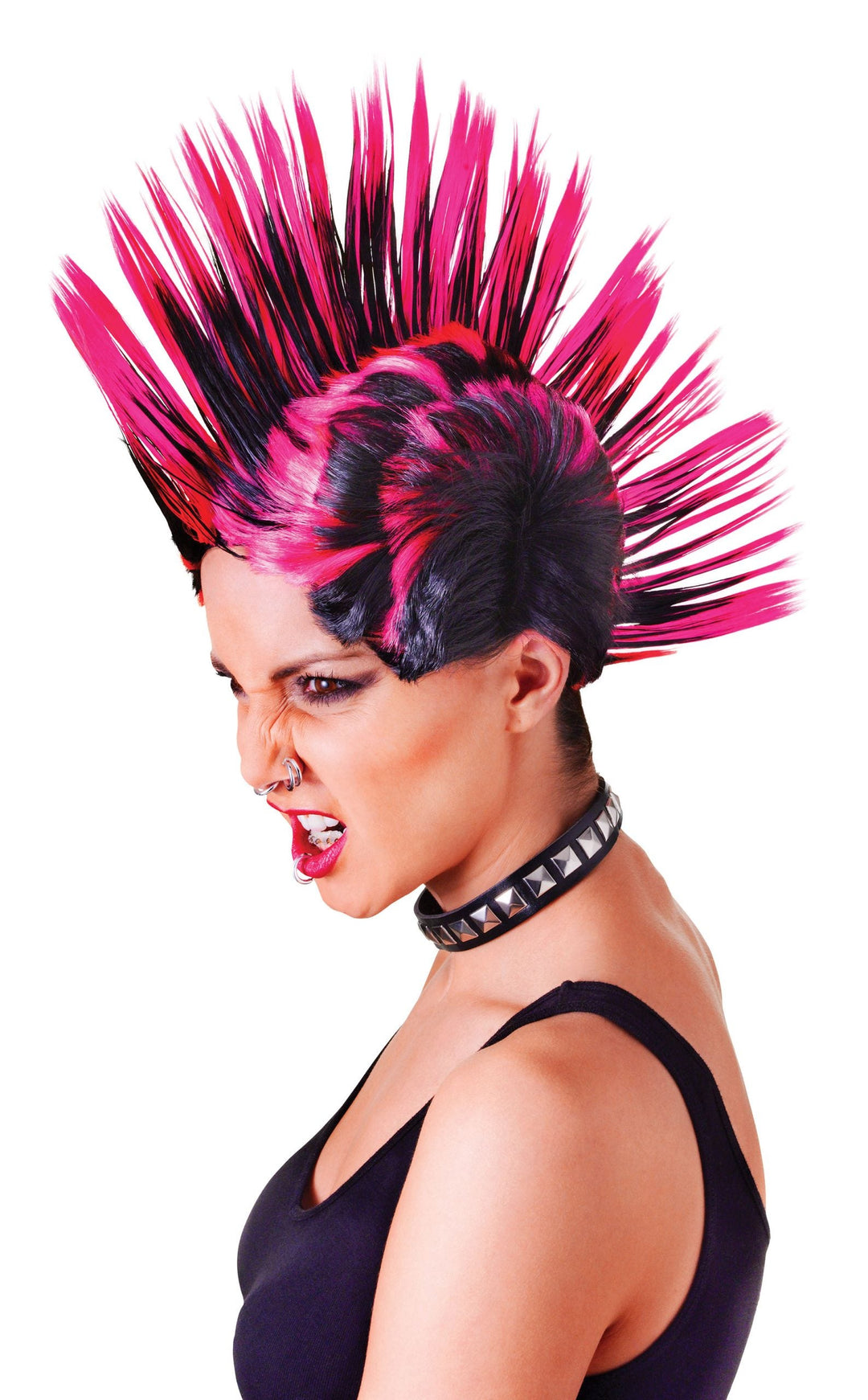 Womens Mohican Female Pink Black Wigs Halloween Costume_1 BW903