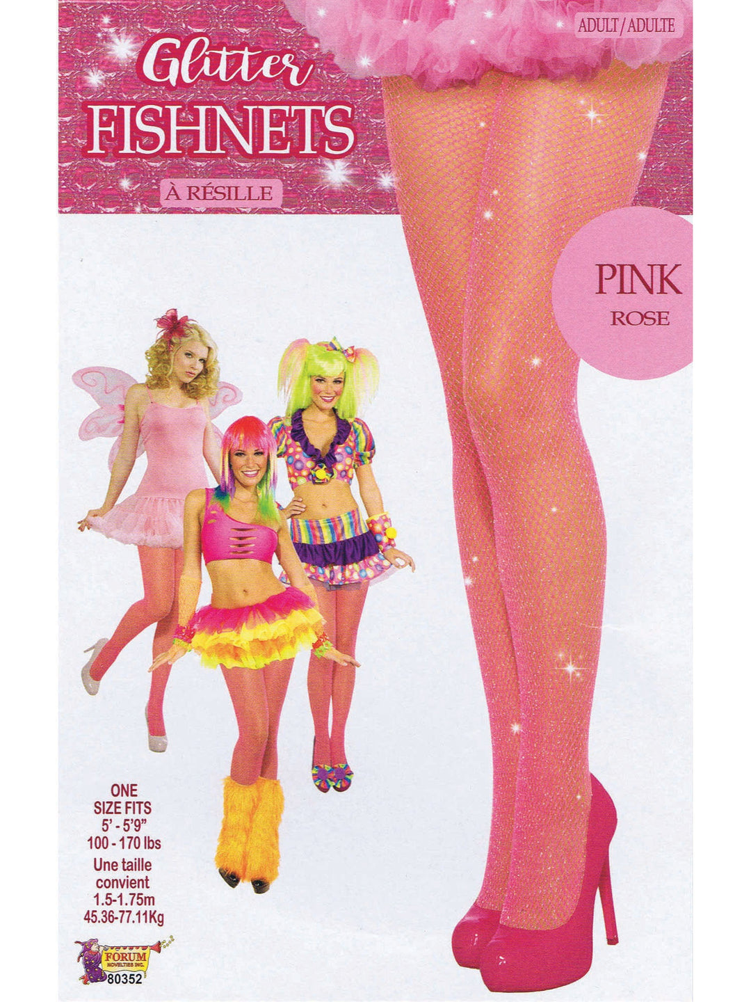Size Chart Pink Glitter Sparkle Party Hold Ups Fishnet Stockings