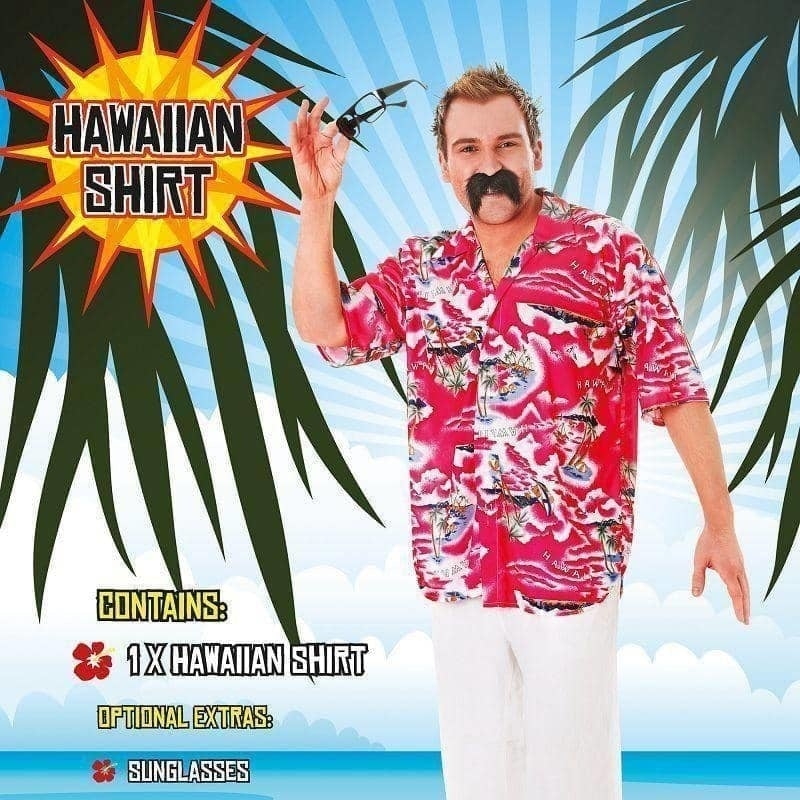 Pink Hawaiian Shirt with Flowers Mens Costume 2