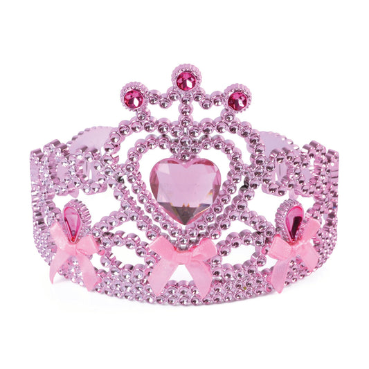 Pink Tiara with Ribbon Bow Ties Crown Costume Accessory 1