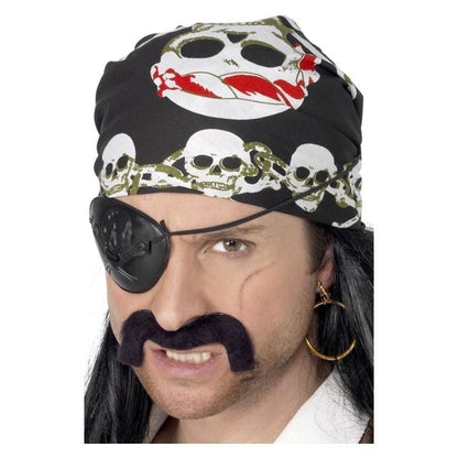 Pirate Bandana Black with Skull Print 2