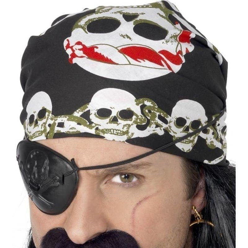 Pirate Bandana Black with Skull Print 1