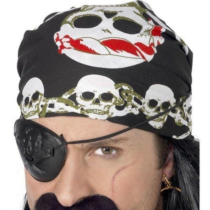 Pirate Bandana Black with Skull Print 1