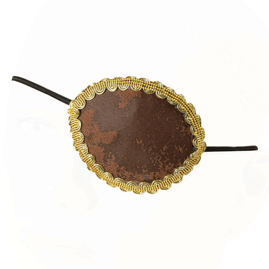 Pirate Brown Eye Patch + Gold Trim Costume Accessories Unisex 1