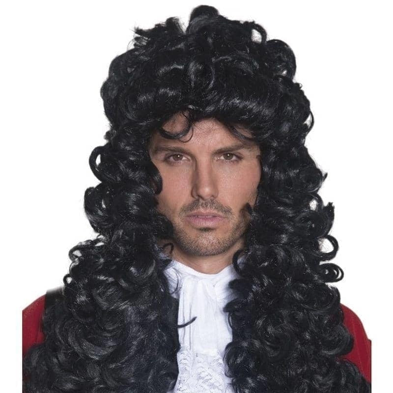 Pirate Captain Wig Adult Black Long Curly_1