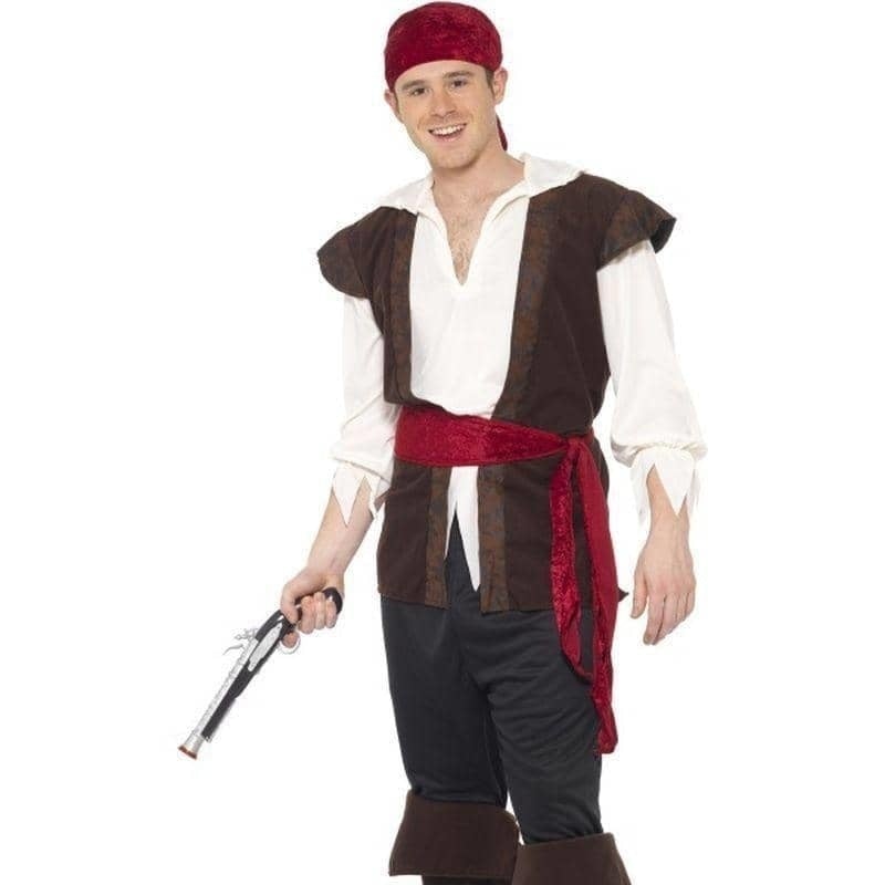 Pirate Costume Adult Brown White_1