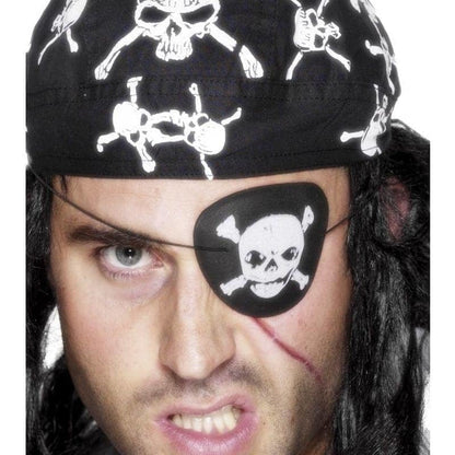 Pirate Eyepatch Black White Skull and Crossbones Adult Costume Accessory 3