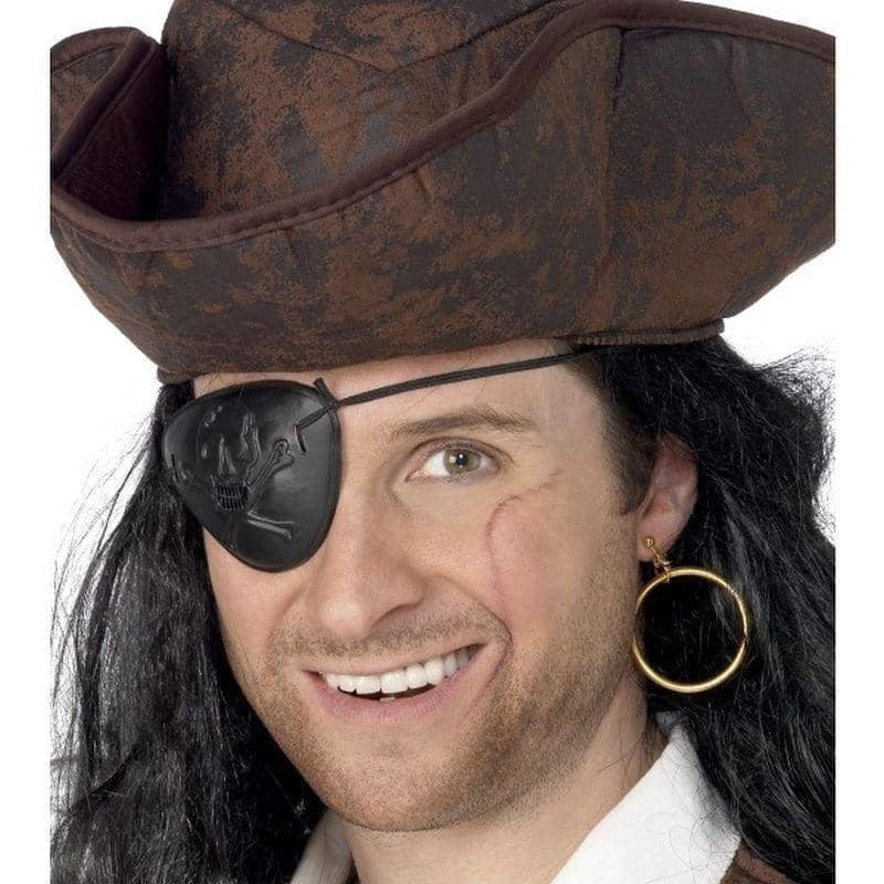 Pirate Eyepatch and Earring Adult Black 1