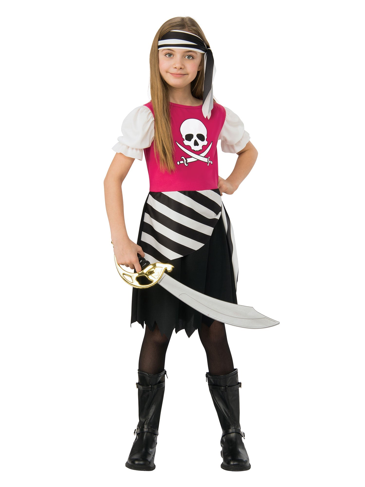 Pirate Girl Costume Pink Skull and Crossbones Top 1
