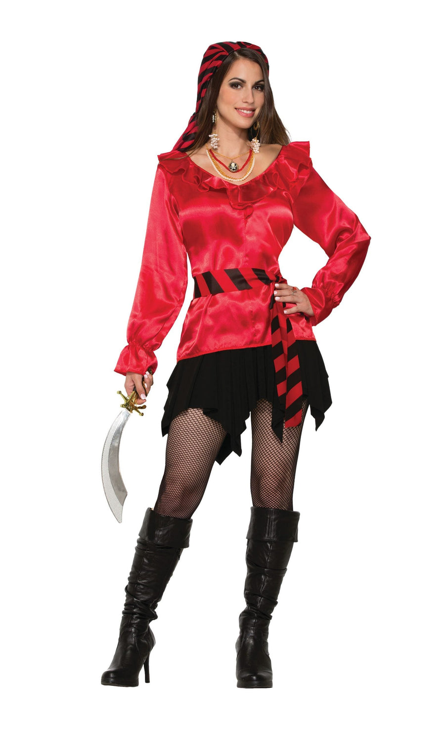 Pirate Lady Red Blouse Adult Costume Uk Size 14 16_1
