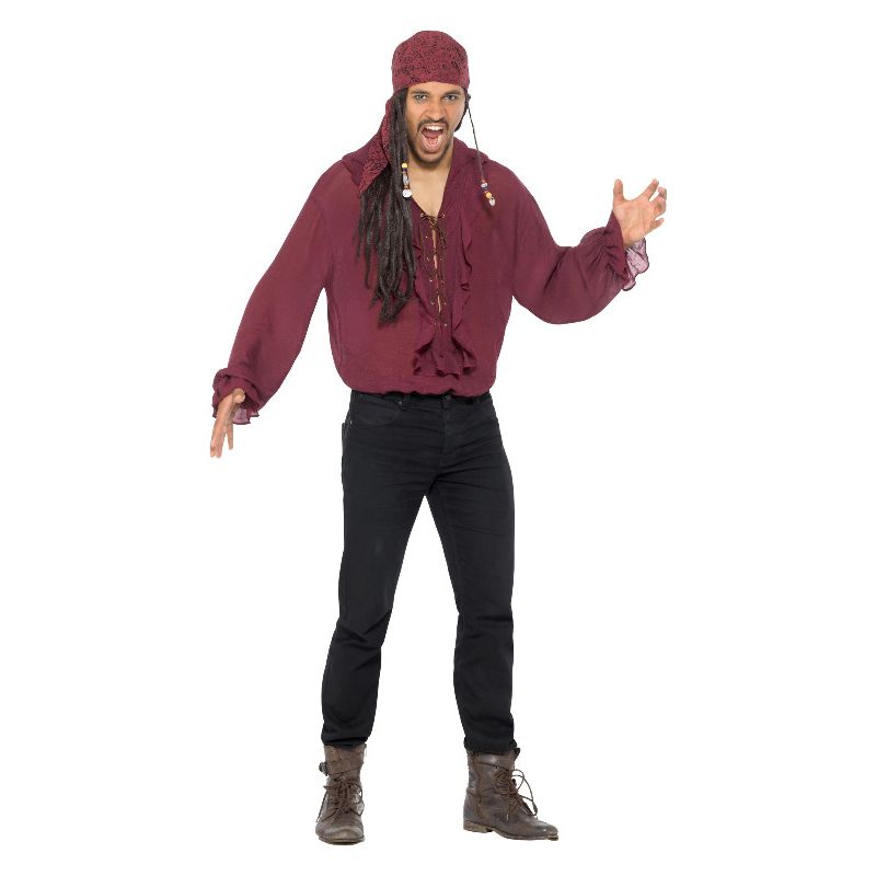 Pirate Shirt Dark Red Adult 1