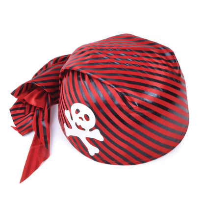 Pirate Skull Hat Red Black Bandana Skull and Crossbones 1