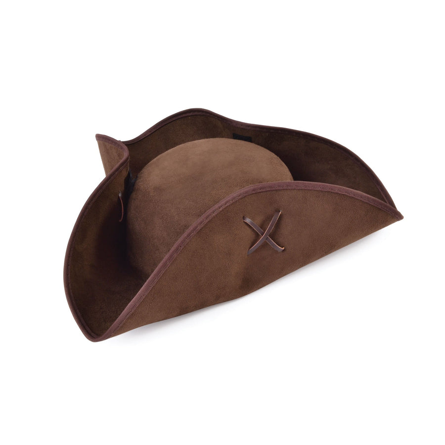 Pirate Tricorn Brown Suede Fabric Hat_1