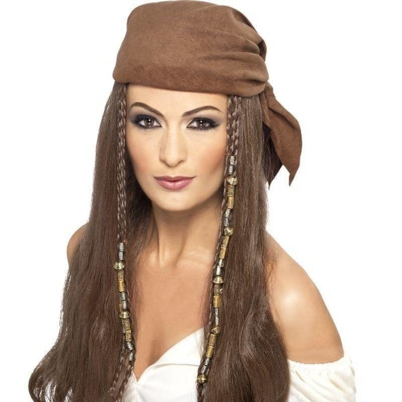 Pirate Wig Adult Brown Long Bandana 1