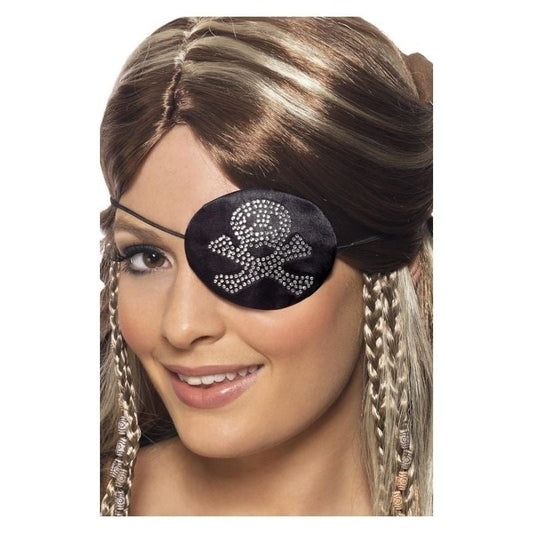 Pirates Eyepatch Adult Black Diamante Motif Costume Accessory 2