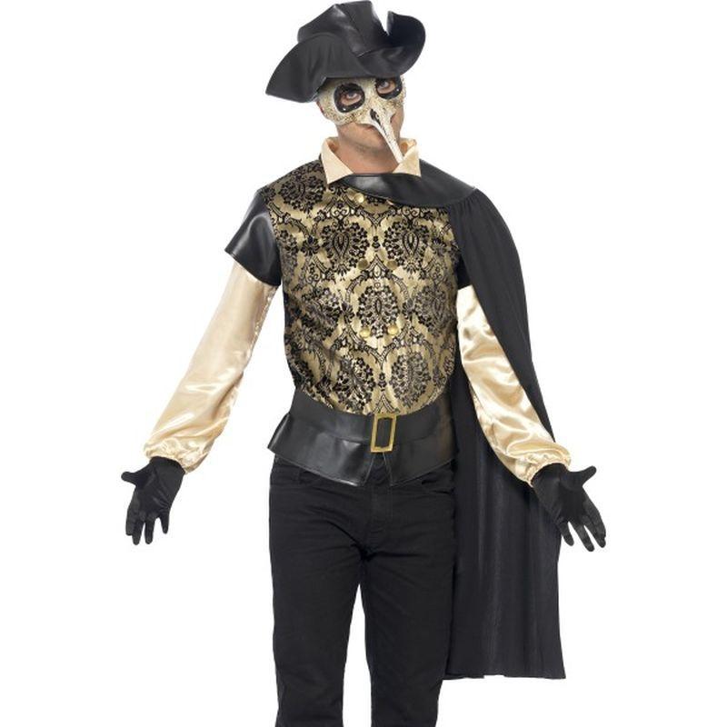 Plague Doctor Costume Adult Black Gold_1