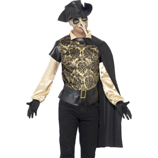 Plague Doctor Costume Adult Black Gold 1