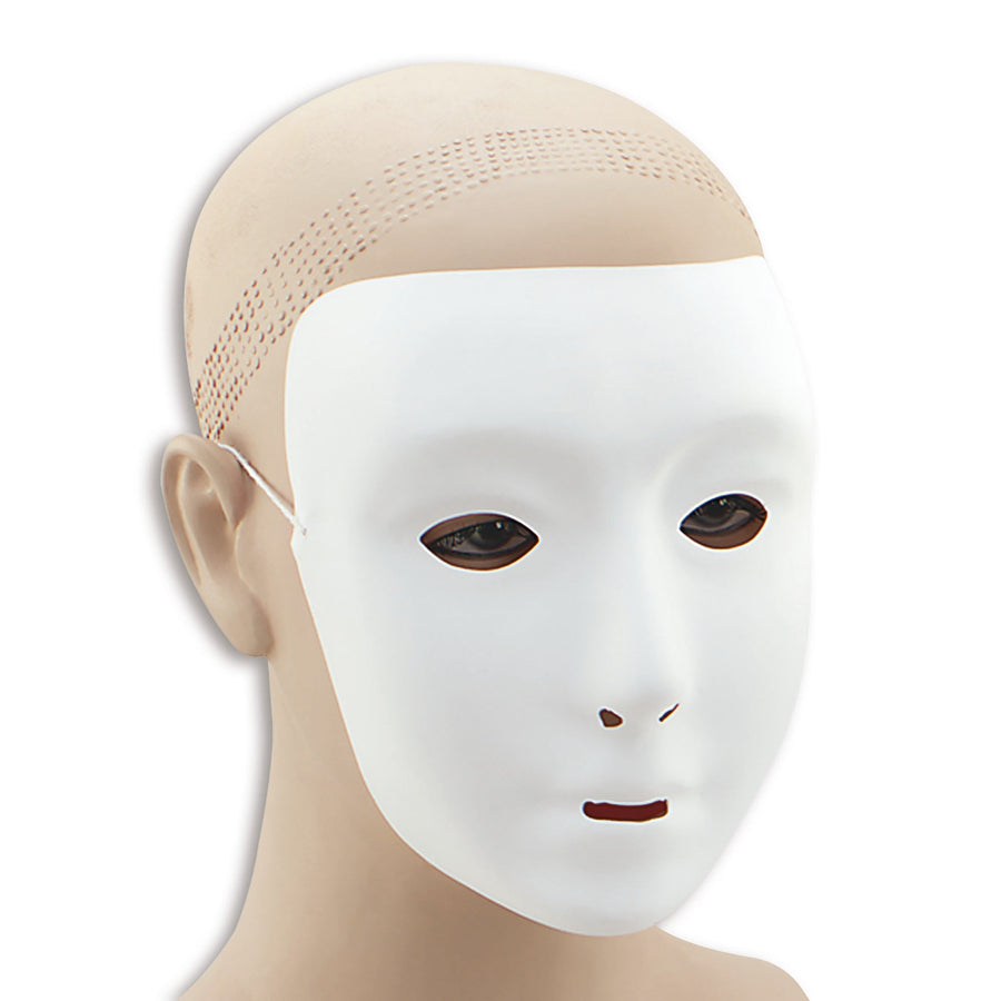 Plain White Face Mask Plastic Masks Cardboard Unisex Dozen_1 PM055