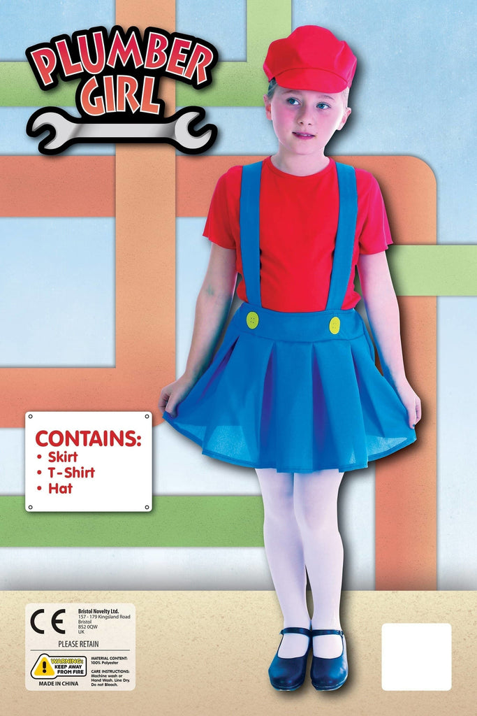 Plumbers Girl Red Large Childrens Costume Female Plumbers Girl Red Large Childrens Costume Female