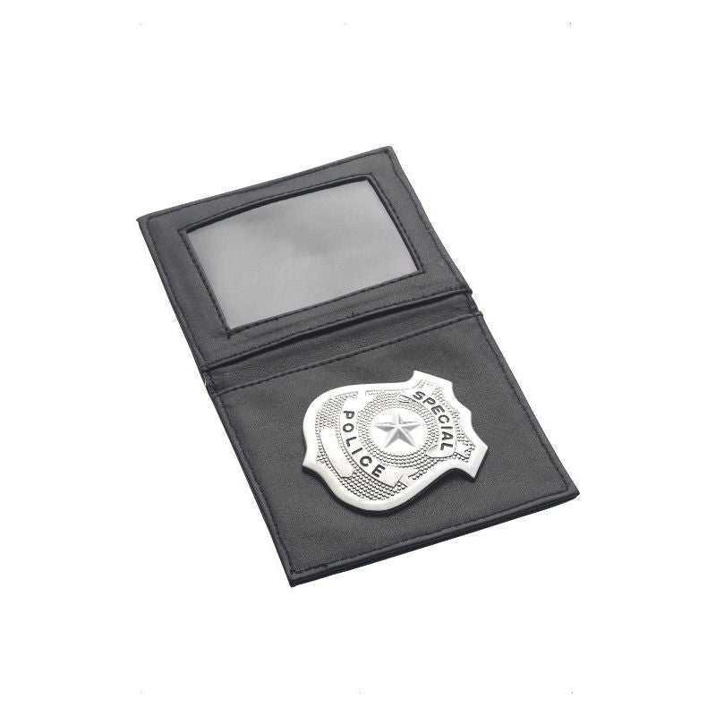 Imitation Police Badge in Black Wallet Cop Costume Accessory 1