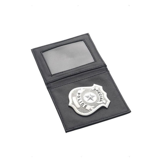 Imitation Police Badge in Black Wallet Cop Costume Accessory 1