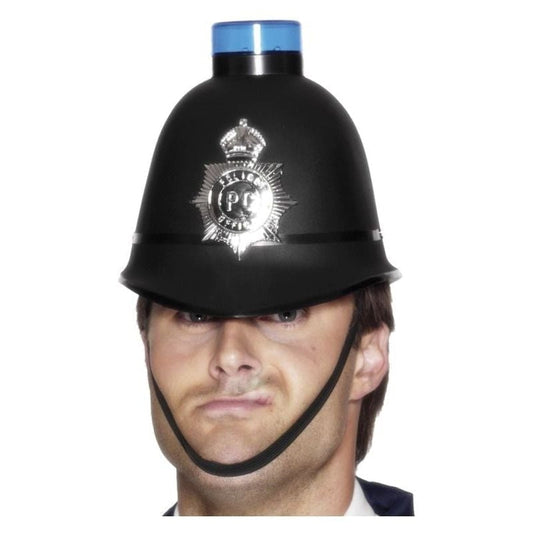 Police Helmet with Flashing Siren Light Adult Black 2