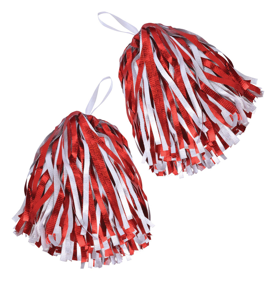 Pom Poms Red White Cheerleader Costume Accessory_1