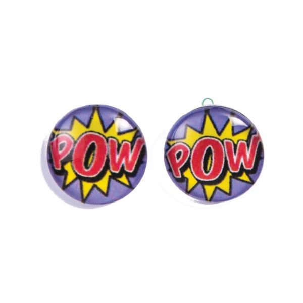Size Chart Pop Art " Pow" Earrings Comic Costume Accessories