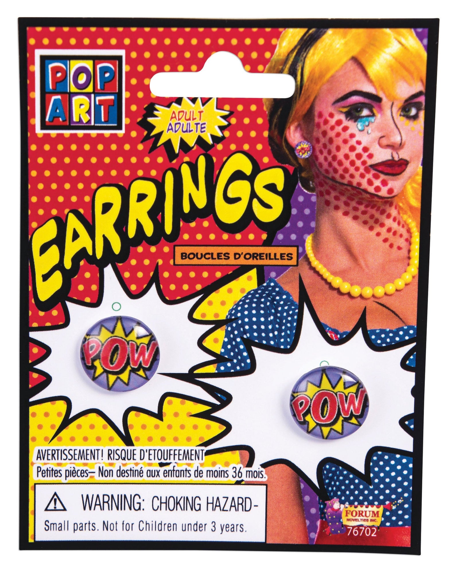 Pop Art " Pow" Earrings Comic Costume Accessories 1