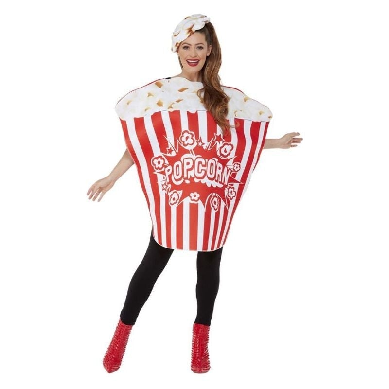 Popcorn Costume Adult Red White All In One_1
