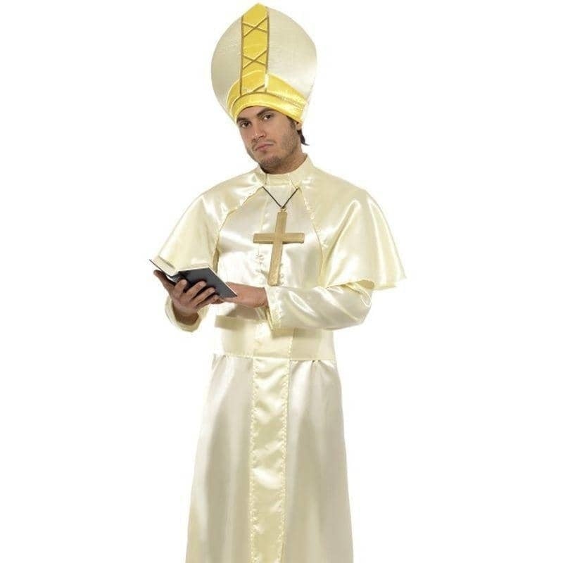 Pope Costume Adult White Yellow_1