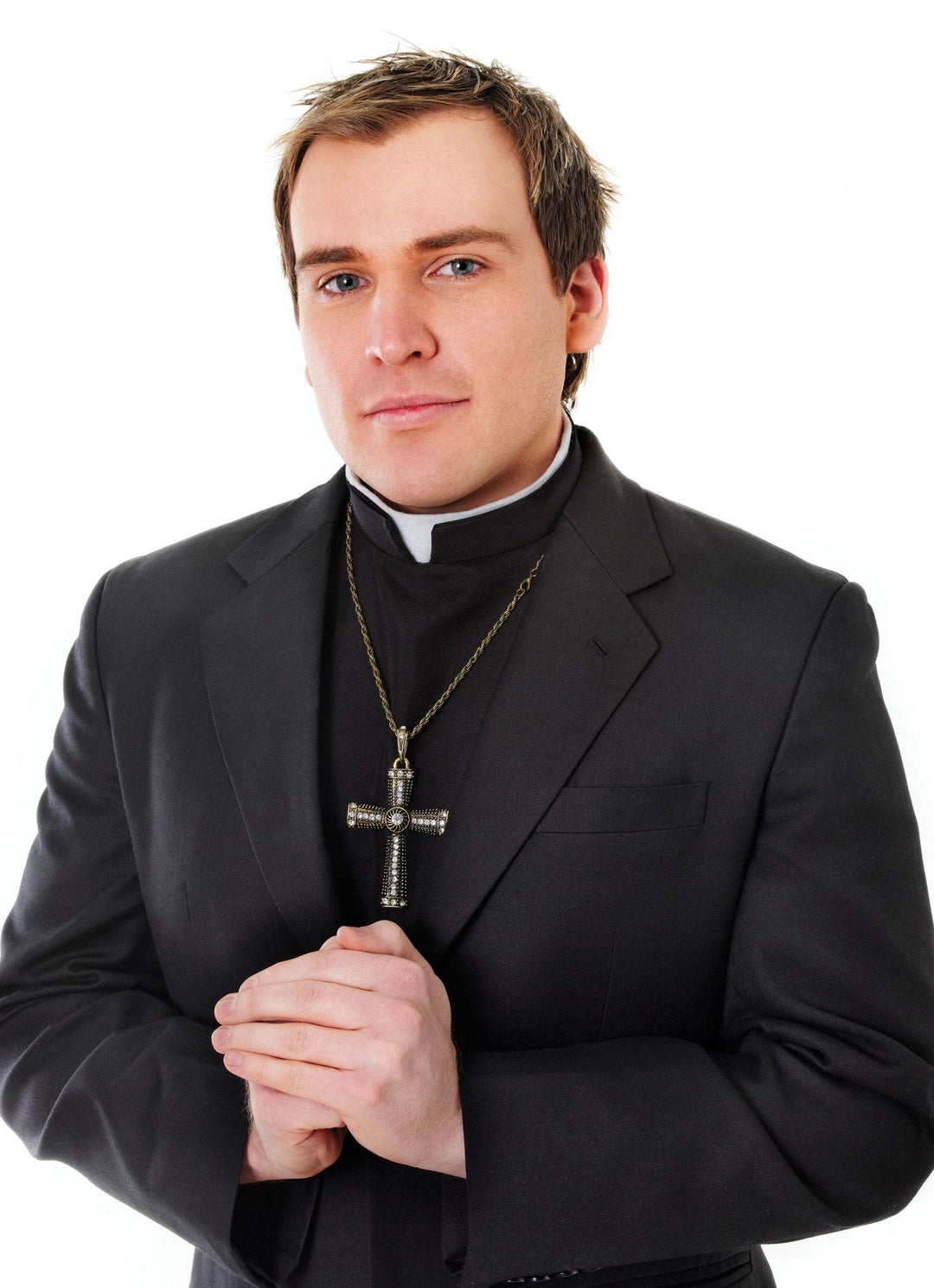 Priest Costume Instant Shirt Front with Collar Disguise_1