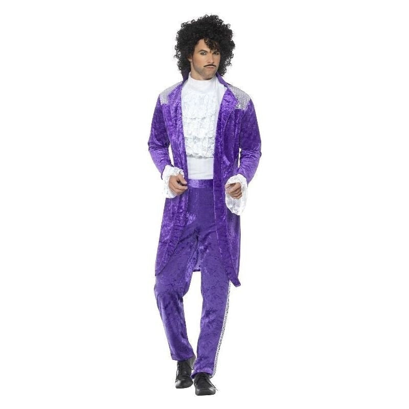 Prince Costume 80s Purple Rain Musician Suit Jacket with Mock Shirt Trousers 1