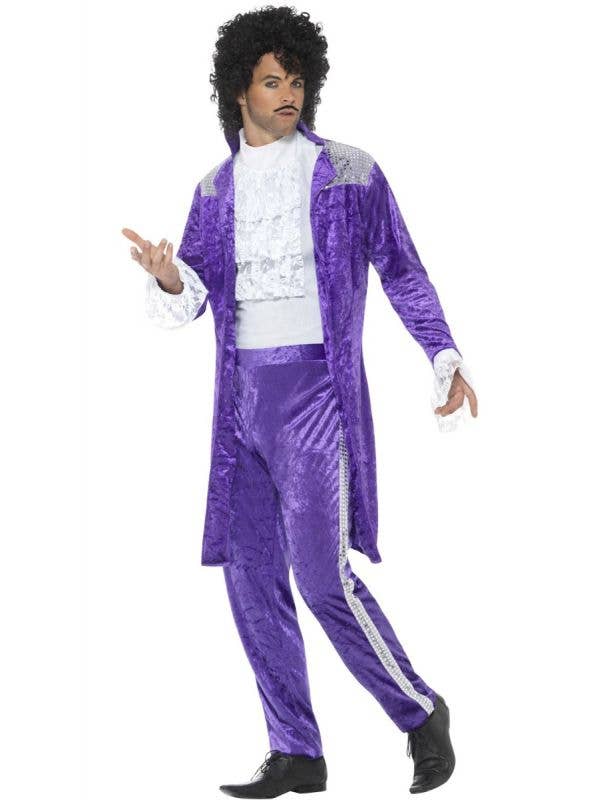 Prince Costume 80s Purple Rain Musician Suit Jacket with Mock Shirt Trousers 2