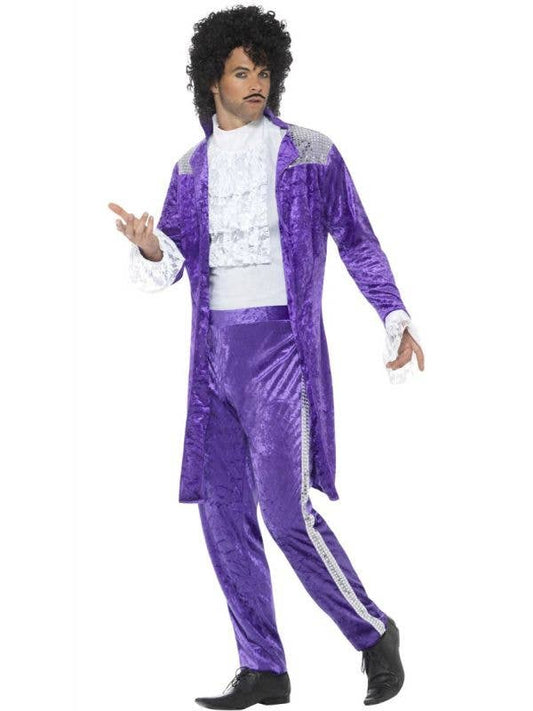 Prince Costume 80s Purple Rain Musician Suit Jacket with Mock Shirt Trousers 2