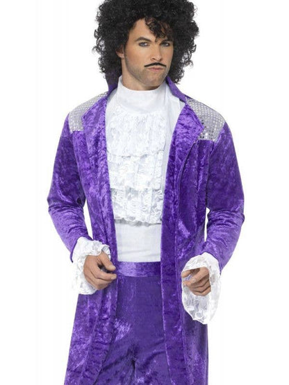 Prince Costume 80s Purple Rain Musician Suit Jacket with Mock Shirt Trousers 4