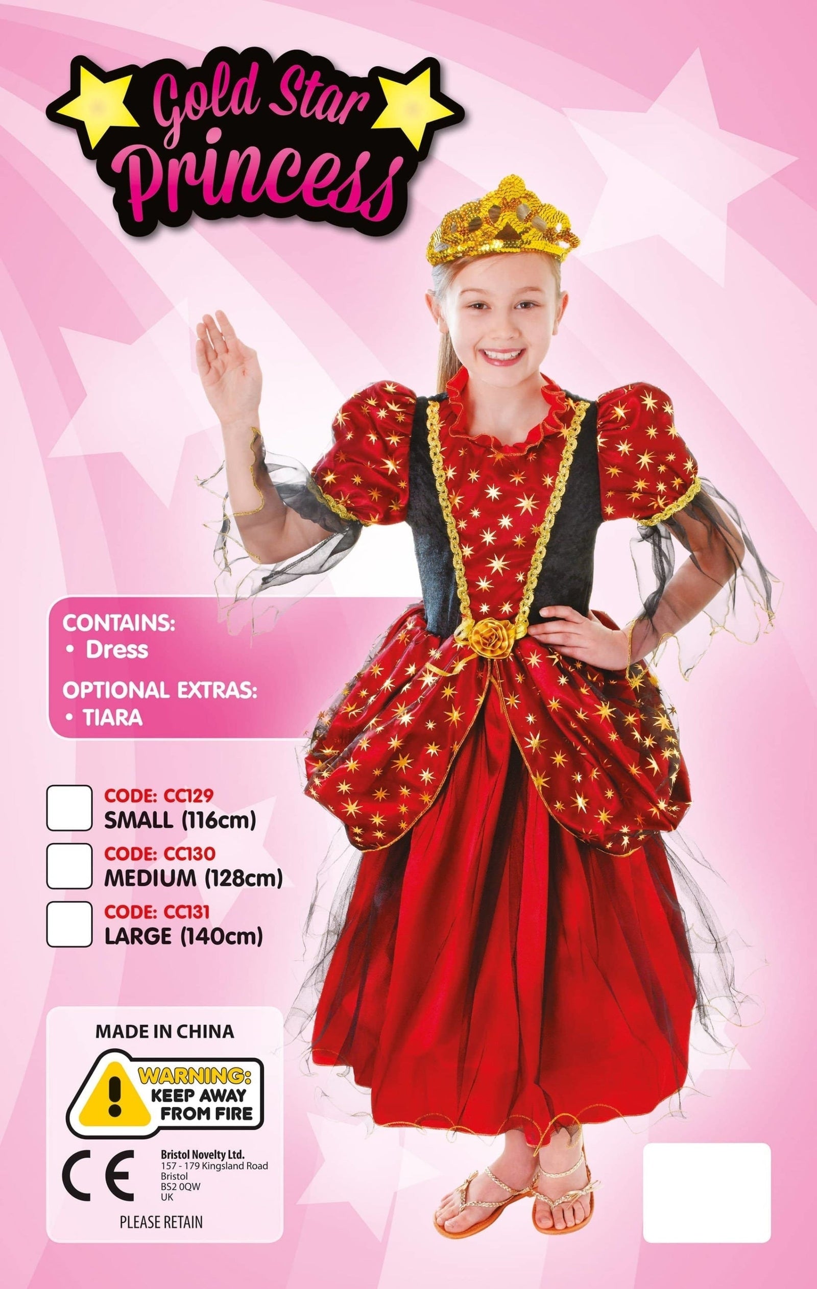 Princess Dress Gold Star Childrens Costume 1