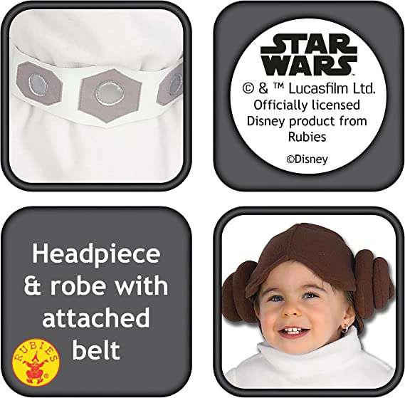Princess Leia Toddler Romper Star Wars White Fleece 4