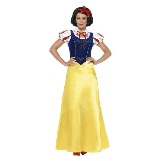 Princess Snow Costume Adult Yellow and Blue Dress White Collar and Red Headband 1