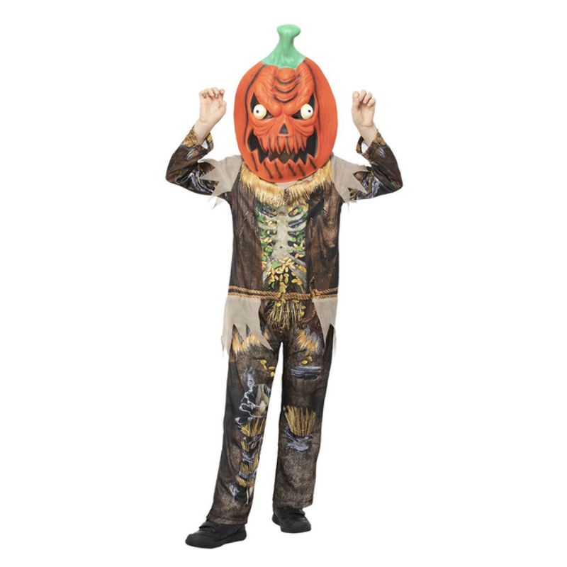 Pumpkin Scarecrow Reaper Costume Child Brown Orange_1