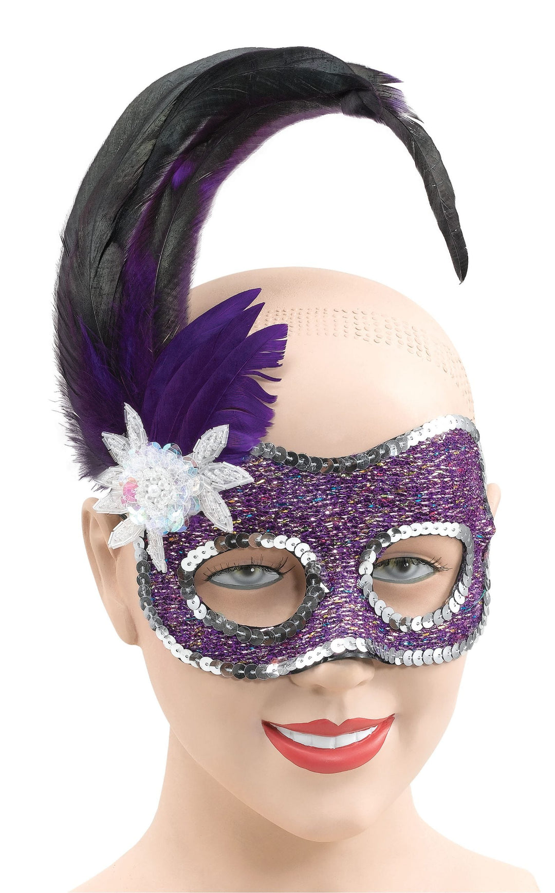 Purple Face Mask Silver Sequins Eye Masks Unisex_1