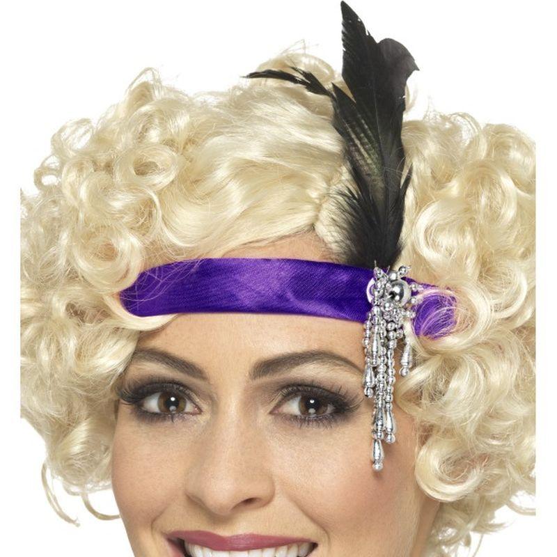 Purple Satin Charleston Headband Adult Purple_1