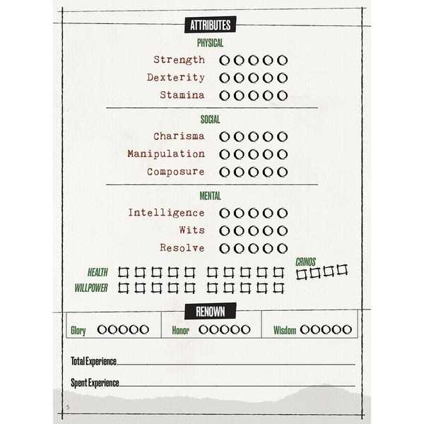 Werewolf: The Apocalypse 5th Edition Expanded Character Sheet Journal 2
