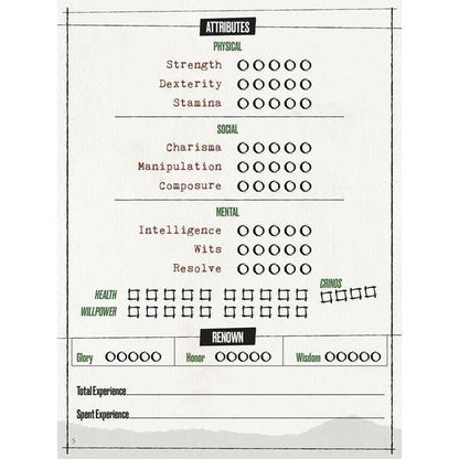Werewolf: The Apocalypse 5th Edition Expanded Character Sheet Journal 2