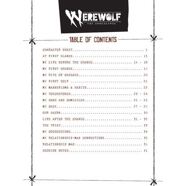 Werewolf: The Apocalypse 5th Edition Expanded Character Sheet Journal 5