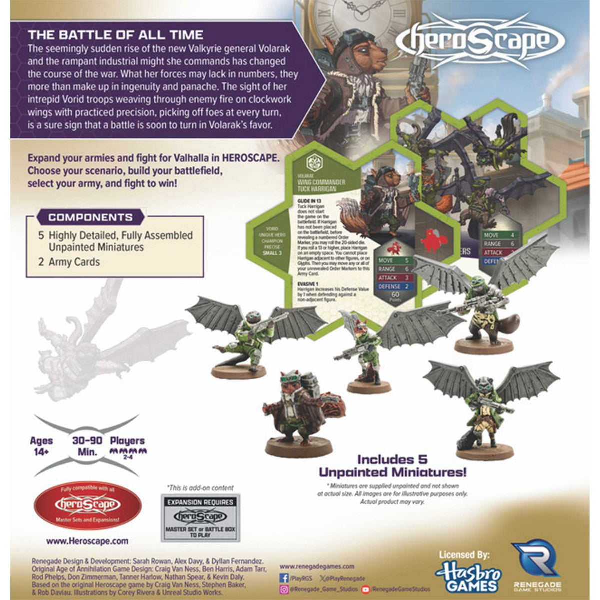 Heroscape: Rising Tide - Wing Commander Tuck Harrigan and Vorid Glidestrikers Army Expansion 3